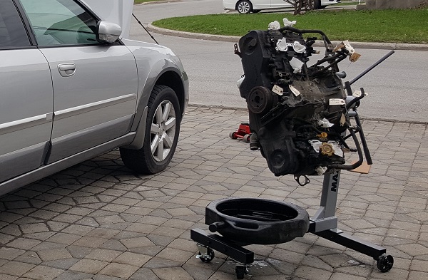 Placing engine on stand